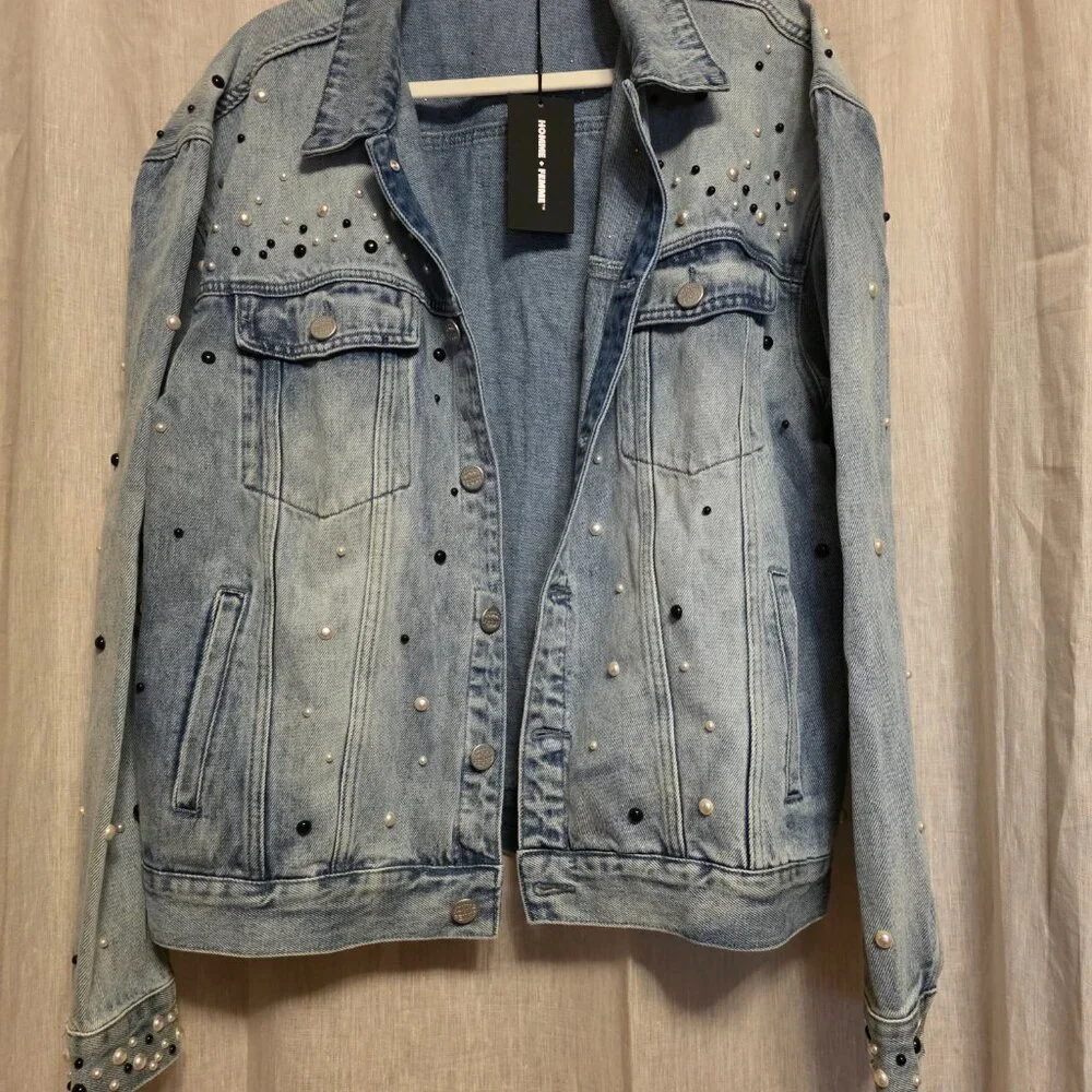 NWT - Homme Femme Unisex Pearl Denim Jacket - Picture 6 of 6